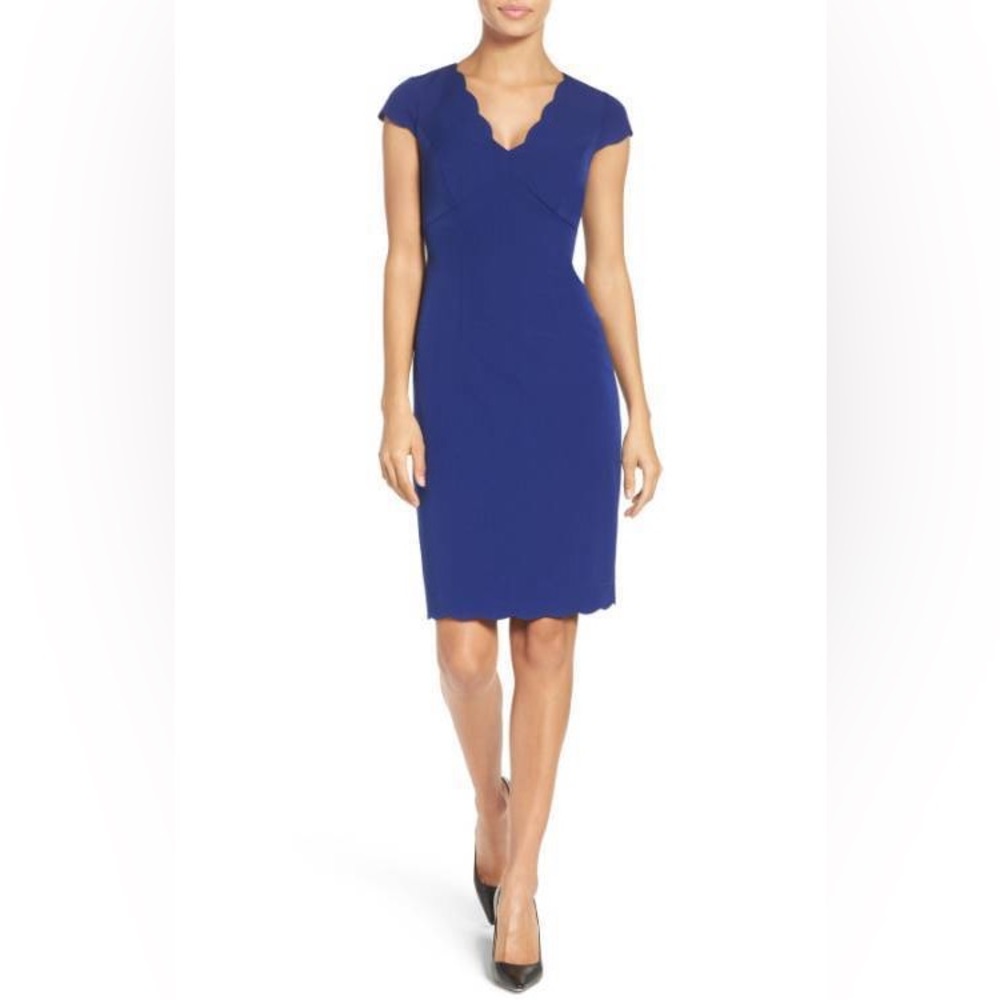 Adrianna Papell Scalloped Sheath Dress